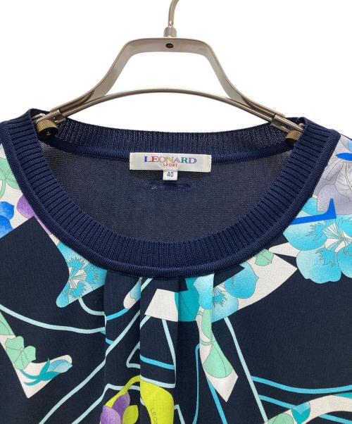 LEONARD SPORT（レオナール スポーツ）LEONARD SPORT (レオナール スポーツ) フラワー切替ブラウス ネイビー サイズ:40の古着・服飾アイテム