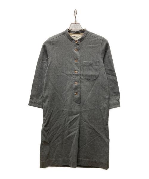MHL（エムエイチエル）MHL (エムエイチエル) バンドカラープルオーバーワンピース グレー サイズ:2の古着・服飾アイテム