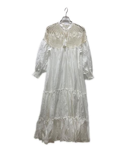 KOH.style（コースタイル）KOH.style (コースタイル) クロシェ切替ワンピース ホワイト サイズ:Fの古着・服飾アイテム