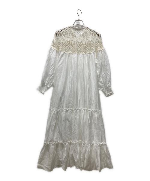 KOH.style（コースタイル）KOH.style (コースタイル) クロシェ切替ワンピース ホワイト サイズ:Fの古着・服飾アイテム