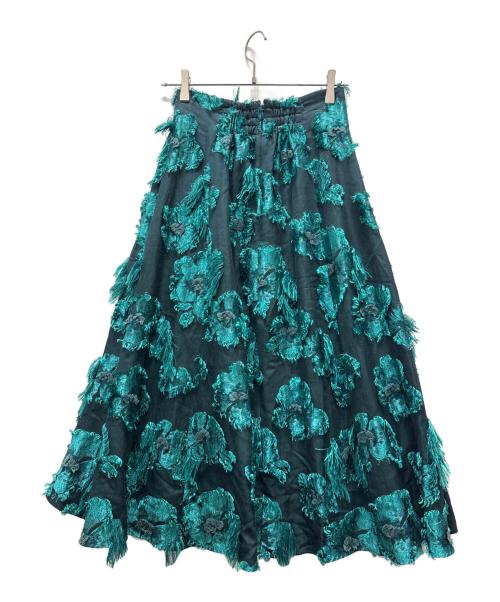 Diagram（ダイアグラム）Diagram (ダイアグラム) フリンジ フラワージャガード フレアスカート グリーン サイズ:36の古着・服飾アイテム