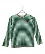 PLAY COMME des GARCONSプレイコムデギャルソン）の古着「ボーダーロングスリーブカットソー」｜グリーン