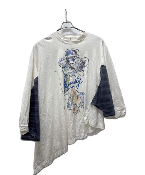 Lois CRAYON（ロイスクレヨン）Lois CRAYON (ロイスクレヨン) アシンメトリー切替ワンピース ホワイト サイズ:Mの古着・服飾アイテム