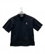 &ellecyアンドエルシー）の古着「猫・ロゴ刺繍ハイネックカットソー」｜ブラック