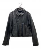 ZARAザラ）の古着「DISTRESSED LEATHER CROPPED JACKET」｜ブラック
