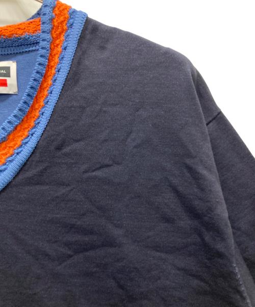 MAISON SPECIAL（メゾンスペシャル）MAISON SPECIAL (メゾンスペシャル) ダブルフェイスプライムオーバー チルデンＶネックショートスリーブニットＴシャツ ネイビー サイズ:1の古着・服飾アイテム