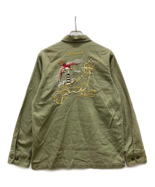 ALPHA（アルファ）ALPHA (アルファ) 刺繍シャツスーベニアジャケット カーキ サイズ:MEDIUMの古着・服飾アイテム