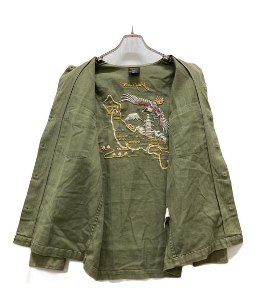 ALPHA（アルファ）ALPHA (アルファ) 刺繍シャツスーベニアジャケット カーキ サイズ:MEDIUMの古着・服飾アイテム