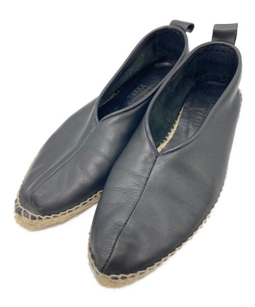 Terra d'espardenyes（テラ デ エスパルデニャス）Terra d'espardenyes (テラ デ エスパルデニャス) レザーエスパドリーユ ブラック サイズ:24の古着・服飾アイテム