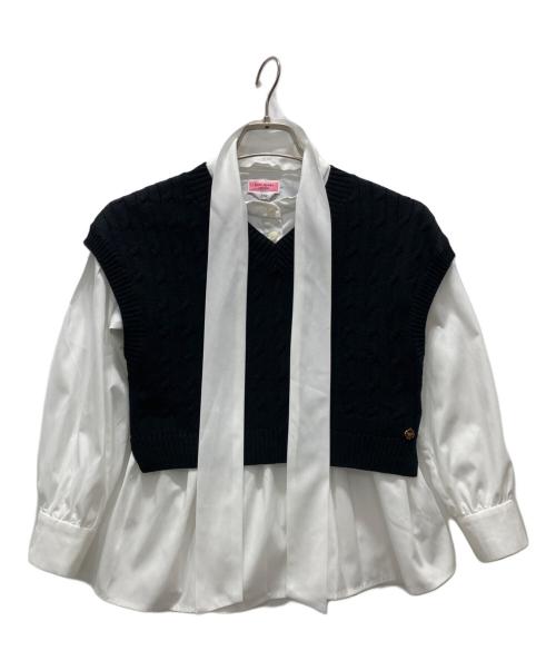 Kate Spade（ケイトスペード）Kate Spade (ケイトスペード) ベスト付ボウタイブラウスワンピース ホワイト サイズ:140cmの古着・服飾アイテム