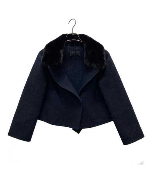FOXEY BOUTIQUE（フォクシー ブティック）FOXEY BOUTIQUE (フォクシー ブティック) Boxy Suit カシミヤダブルフェイスジャケット ネイビー サイズ:38の古着・服飾アイテム