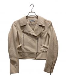 FOXEY NEWYORK（フォクシーニューヨーク）の古着「フェイクレザーライダースジャケット」｜ピンク