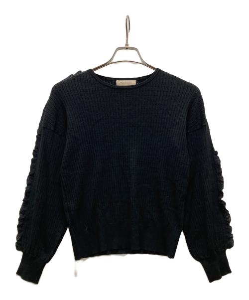 Maglie le cassetto（マーリエ ル カセット）Maglie le cassetto (マーリエ ル カセット) フリル装飾リブニット ブラック サイズ:9の古着・服飾アイテム