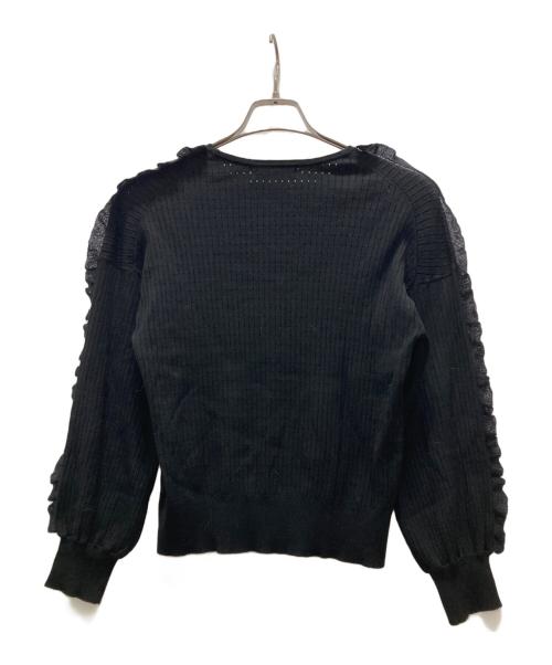 Maglie le cassetto（マーリエ ル カセット）Maglie le cassetto (マーリエ ル カセット) フリル装飾リブニット ブラック サイズ:9の古着・服飾アイテム