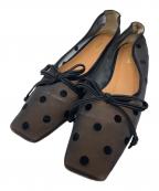 Pippichicピッピシック）の古着「チュール スクエアトゥ バレエ シューズ」｜ブラック