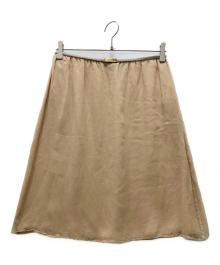 GUCCI（グッチ）の古着「ロゴシルバーバックル シフォンスカート」｜ベージュ