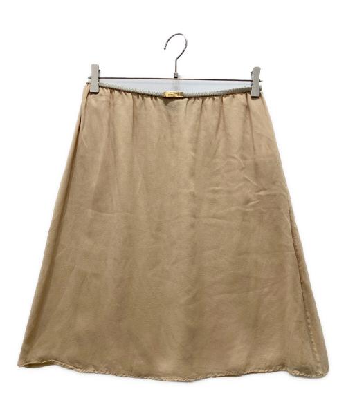 GUCCI（グッチ）GUCCI (グッチ) ロゴシルバーバックル シフォンスカート ベージュ サイズ:40の古着・服飾アイテム