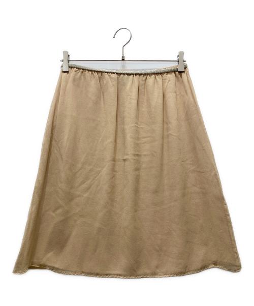GUCCI（グッチ）GUCCI (グッチ) ロゴシルバーバックル シフォンスカート ベージュ サイズ:40の古着・服飾アイテム
