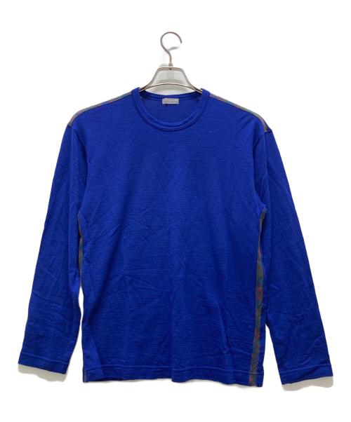 COMME des GARCONS HOMME（コムデギャルソン オム）COMME des GARCONS HOMME (コムデギャルソン オム) サイド チェックバイアス ニット ブルー サイズ:サイズ表記無しの古着・服飾アイテム