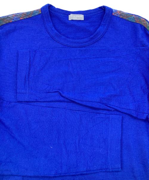 COMME des GARCONS HOMME（コムデギャルソン オム）COMME des GARCONS HOMME (コムデギャルソン オム) サイド チェックバイアス ニット ブルー サイズ:サイズ表記無しの古着・服飾アイテム