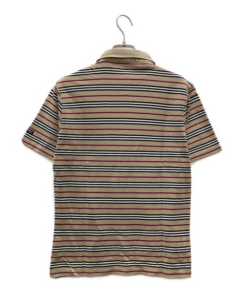 BURBERRY BLACK LABEL（バーバリーブラックレーベル）BURBERRY BLACK LABEL (バーバリーブラックレーベル) ボーダーポロシャツ ブラウン サイズ:2の古着・服飾アイテム