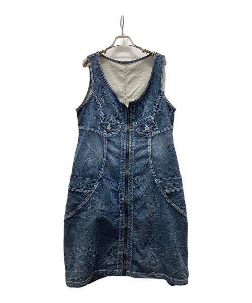 CUBE CUBE（キューブキューブ）CUBE CUBE (キューブキューブ) デニムノースリーブワンピース インディゴ サイズ:38の古着・服飾アイテム