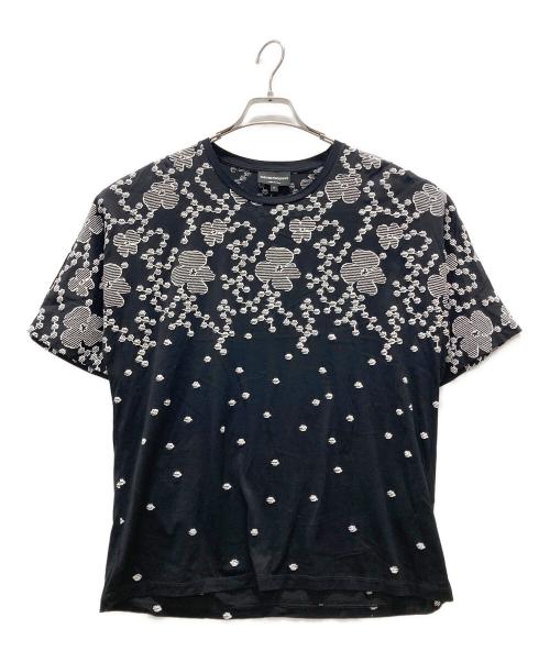 EMPORIO ARMANI（エンポリオアルマーニ）EMPORIO ARMANI (エンポリオアルマーニ) 刺繍Tシャツ ブラック サイズ:Ⅿの古着・服飾アイテム
