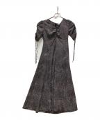 FRAY IDフレイ アイディー）の古着「ギャザースリーブプリントワンピース」｜ブラック