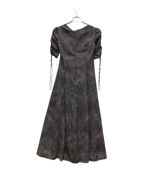FRAY ID（フレイ アイディー）FRAY ID (フレイ アイディー) ギャザースリーブプリントワンピース ブラック サイズ:1の古着・服飾アイテム