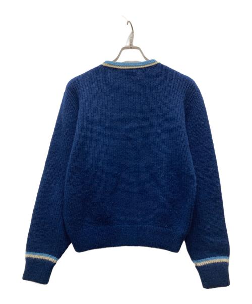 CHEMISE LACOSTE（シュミーズ ラコステ）CHEMISE LACOSTE (シュミーズ ラコステ) 畔編みラインニット ネイビー サイズ:40の古着・服飾アイテム