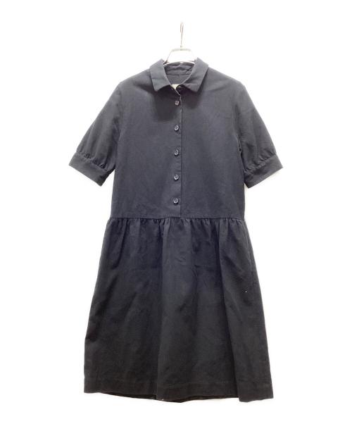 MARGARET HOWELL（マーガレットハウエル）MARGARET HOWELL (マーガレットハウエル) 半袖ギャザー ワンピース ネイビー サイズ:2の古着・服飾アイテム