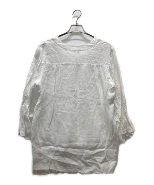 23区（ニジュウサンク）23区 (ニジュウサンク) LIBECO (リベコ) フレア袖ブラウスワンピース ホワイト サイズ:38の古着・服飾アイテム