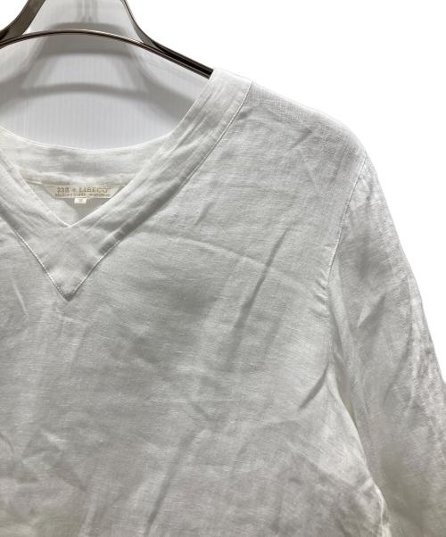 23区（ニジュウサンク）23区 (ニジュウサンク) LIBECO (リベコ) フレア袖ブラウスワンピース ホワイト サイズ:38の古着・服飾アイテム