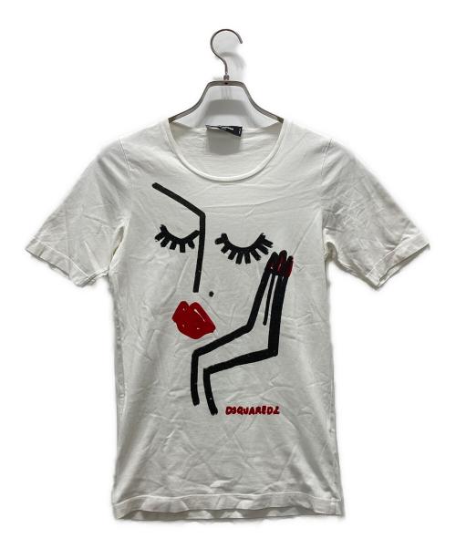 DSQUARED2（ディースクエアード）DSQUARED2 (ディースクエアード) プリントTシャツ ホワイト サイズ:XXSの古着・服飾アイテム