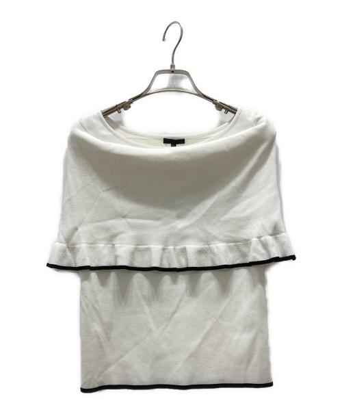 TO BE CHIC（トゥービーシック）TO BE CHIC (トゥービーシック) フリルデザイン ノースリーブニット ホワイト サイズ:40の古着・服飾アイテム
