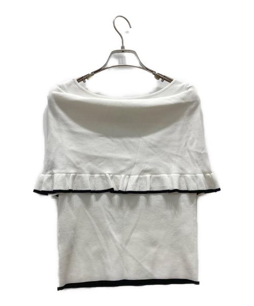 TO BE CHIC（トゥービーシック）TO BE CHIC (トゥービーシック) フリルデザイン ノースリーブニット ホワイト サイズ:40の古着・服飾アイテム