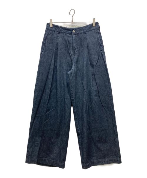 GRANDMA MAMA DAUGHTER（グランマママドーター）GRANDMA MAMA DAUGHTER (グランマママドーター) デニムタックワイドパンツ インディゴ サイズ:Ⅿの古着・服飾アイテム
