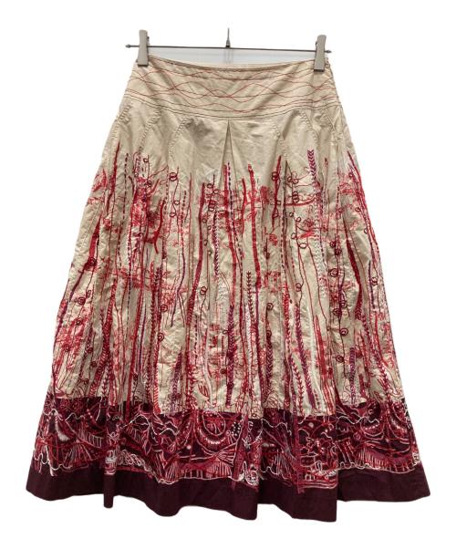 HIROKO KOSHINO（ヒロコ コシノ）HIROKO KOSHINO (ヒロコ コシノ) ロングスカート アイボリー×レッド サイズ:Lの古着・服飾アイテム