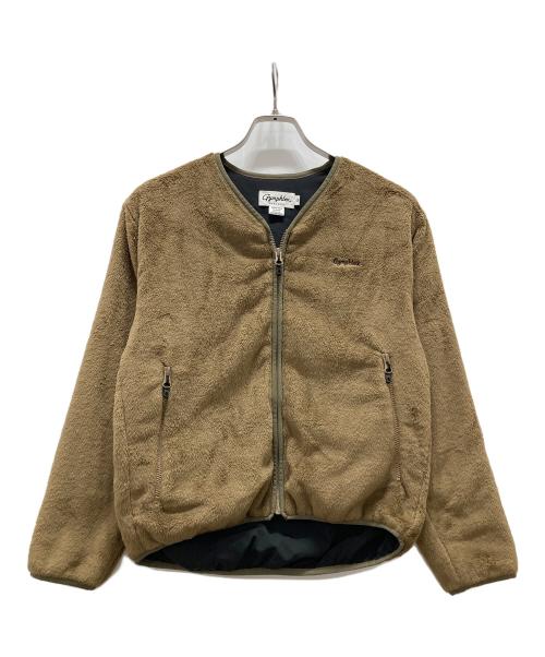 Gymphlex（ジムフレックス）Gymphlex (ジムフレックス) ジップアップ ノーカラー フリースジャケット ブラウン サイズ:12の古着・服飾アイテム