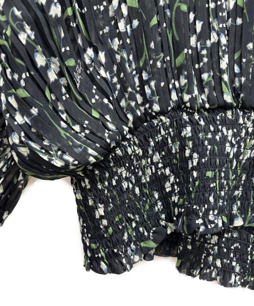 Sov.（ソブ）Sov. (ソブ) 総柄シフォンブラウス ブラック×グリーン サイズ:36の古着・服飾アイテム