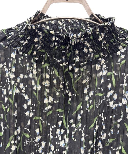 Sov.（ソブ）Sov. (ソブ) 総柄シフォンブラウス ブラック×グリーン サイズ:36の古着・服飾アイテム