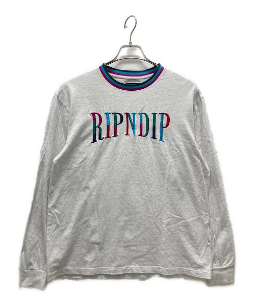RIPNDIP（リップンディップ）RIPNDIP (リップンディップ) ロゴ刺繍Tシャツ グレー サイズ:Lの古着・服飾アイテム