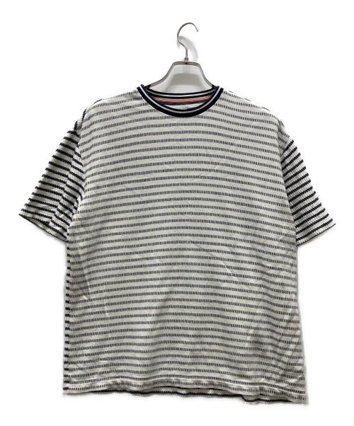 PAUL SMITH（ポールスミス）PAUL SMITH (ポールスミス) ジャカード ボーダー 半袖カットソー ホワイト サイズ:Mの古着・服飾アイテム