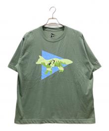 maison kitsune×and wander（メゾンキツネ×アンドワンダー）の古着「プリントTシャツ」｜グリーン