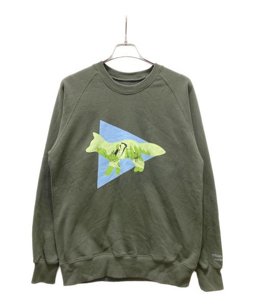 maison kitsune（メゾンキツネ）MAISON KITSUNE (メゾンキツネ) and wander (アンドワンダー) プリントスウェット グリーン サイズ:Lの古着・服飾アイテム