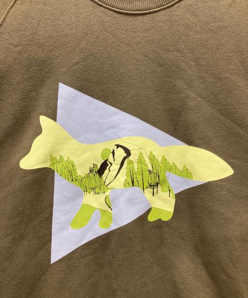 maison kitsune（メゾンキツネ）MAISON KITSUNE (メゾンキツネ) and wander (アンドワンダー) プリントスウェット グリーン サイズ:Lの古着・服飾アイテム