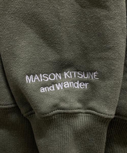 maison kitsune（メゾンキツネ）MAISON KITSUNE (メゾンキツネ) and wander (アンドワンダー) プリントスウェット グリーン サイズ:Lの古着・服飾アイテム