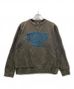 stussyステューシー）の古着「古着カレッジロゴスウェット」｜カーキ