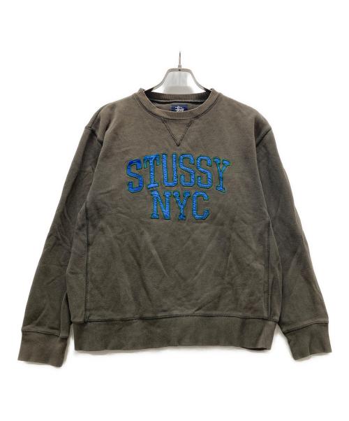 stussy（ステューシー）stussy (ステューシー) 古着カレッジロゴスウェット カーキ サイズ:Lの古着・服飾アイテム