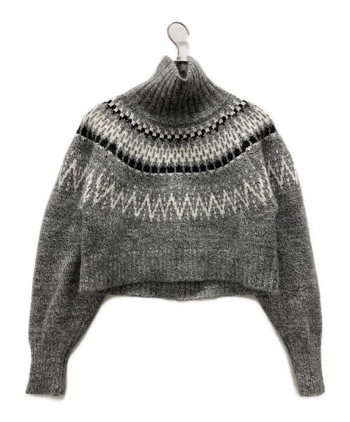 MIESROHE（ミースロエ）MIESROHE (ミースロエ) クロップドノルディックニット グレー サイズ:FREEの古着・服飾アイテム